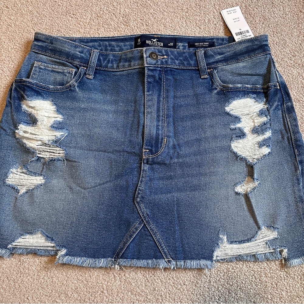 🆕 Hollister sz 15 high-rise vintage stretch jean skirt w32”